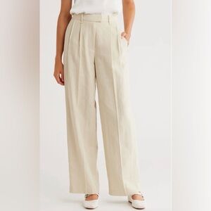 NWT Rag & Bone Portia Linen Blend Pants Cream Wide-Leg Women's Pants Size 4